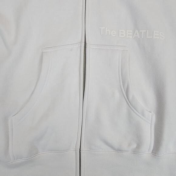 Vintage Beatles Hoodie Womens XXL White Y2K Full Zip Band Jacket Fleece Casual - Picture 5 of 14